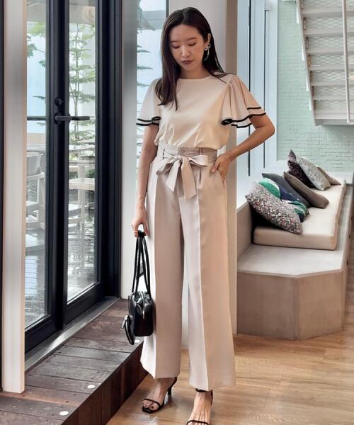 couture brooch（クチュールブローチ）の「【マシンウォッシャブル・UVケア・接触冷感・二の腕カバー】配色フレアドッキングカットソー（Tシャツ/カットソー・レディース・ライトグレー/ブラック/オフホワイト・36/38/40/42）」の13枚目の写真