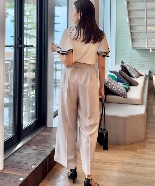 couture brooch（クチュールブローチ）の「【マシンウォッシャブル・UVケア・接触冷感・二の腕カバー】配色フレアドッキングカットソー（Tシャツ/カットソー・レディース・ライトグレー/ブラック/オフホワイト・36/38/40/42）」の15枚目の写真