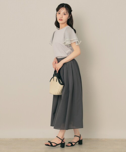 couture brooch（クチュールブローチ）の「【マシンウォッシャブル・UVケア・接触冷感・二の腕カバー】配色フレアドッキングカットソー（Tシャツ/カットソー・レディース・ライトグレー/ブラック/オフホワイト・36/38/40/42）」の18枚目の写真