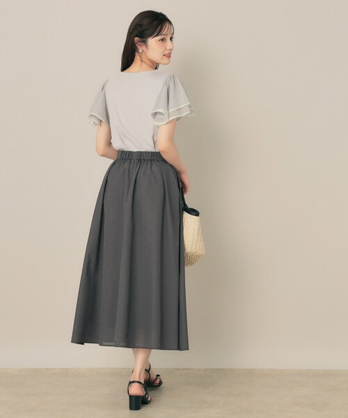 couture brooch（クチュールブローチ）の「【マシンウォッシャブル・UVケア・接触冷感・二の腕カバー】配色フレアドッキングカットソー（Tシャツ/カットソー・レディース・ライトグレー/ブラック/オフホワイト・36/38/40/42）」の19枚目の写真