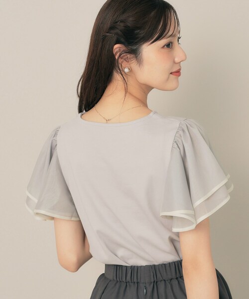 couture brooch（クチュールブローチ）の「【マシンウォッシャブル・UVケア・接触冷感・二の腕カバー】配色フレアドッキングカットソー（Tシャツ/カットソー・レディース・ライトグレー/ブラック/オフホワイト・36/38/40/42）」の22枚目の写真