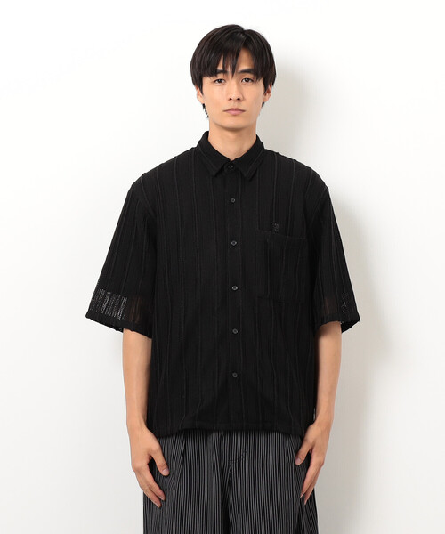 Purple&Yellow（パープルアンドイエロー）の「ストライプレースシャツ（シャツ/ブラウス・メンズ・ホワイト/ブラック・SMALL/MEDIUM/LARGE）」の12枚目の写真