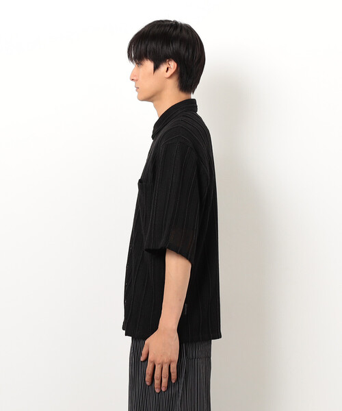 Purple&Yellow（パープルアンドイエロー）の「ストライプレースシャツ（シャツ/ブラウス・メンズ・ホワイト/ブラック・SMALL/MEDIUM/LARGE）」の14枚目の写真