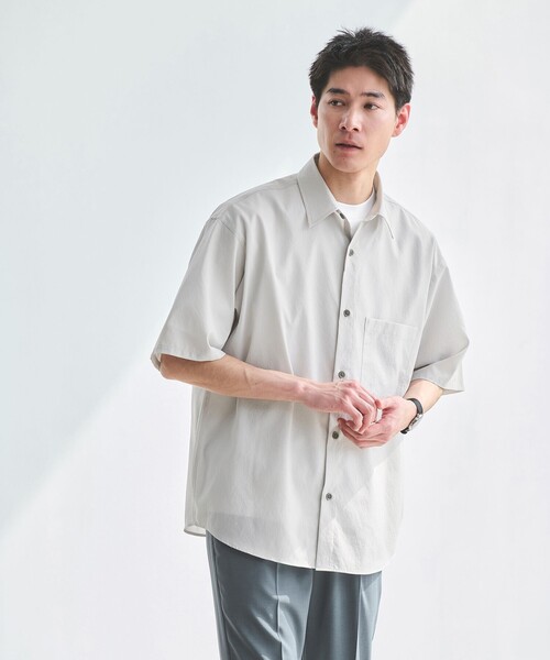 green label relaxing(グリーンレーベルリラクシング)の「DotAir ボックス レギュラーカラー シャツ(シャツ/ブラウス・メンズ・ライトグレー/ダークブラウン/ブラック・M/L/XL/S)」の9枚目の写真