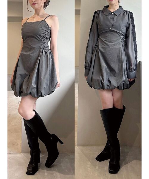 RESEXXY（リゼクシー）の「レースポイントコンビワンピース（ワンピース・レディース・チャコールグレー/ブラック/ホワイト・FREE）」の3枚目の写真