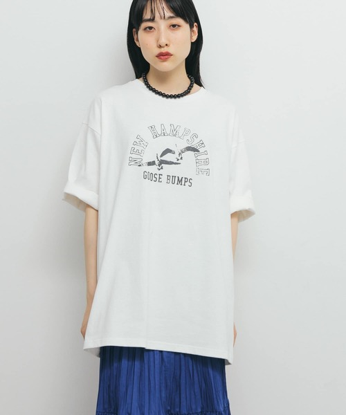 KBF（ケイビーエフ）の「ヴィンテージライクプリントTEE（Tシャツ/カットソー・レディース・オフホワイト/チャコールグレー・ONE）」の4枚目の写真