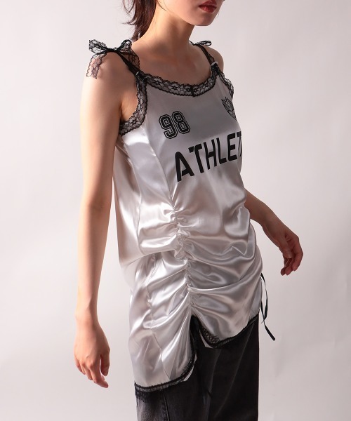 tシャツ 肩透かしラッフルトップス レディース styling/ ラッフルショルダー トップス ブルー