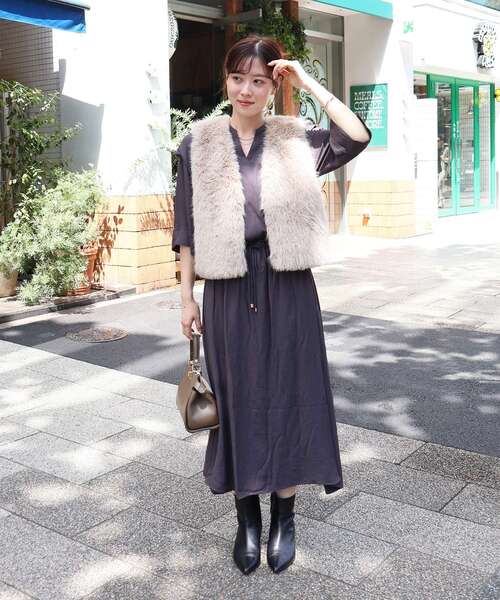 ルクールブラン　ショートフェイクファーベスト ショートフェイクファーベスト（その他アウター）｜le.coeur blanc