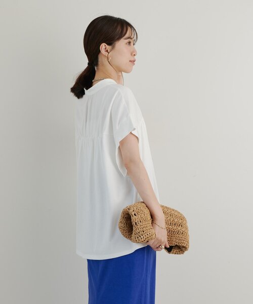 un dix cors(アンディコール)の「《きちんと見え・綿100%》ライトドライ天竺シャーリングスキッパープルオーバー(Tシャツ/カットソー・レディース・オフホワイト/イエロー/ブラック・FREE)」の16枚目の写真