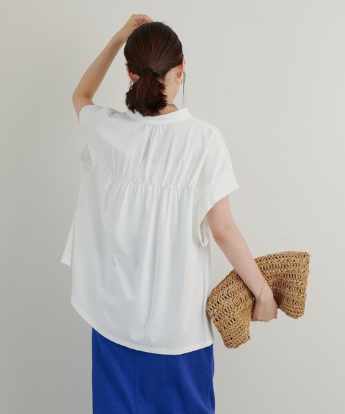 un dix cors(アンディコール)の「《きちんと見え・綿100%》ライトドライ天竺シャーリングスキッパープルオーバー(Tシャツ/カットソー・レディース・オフホワイト/イエロー/ブラック・FREE)」の17枚目の写真