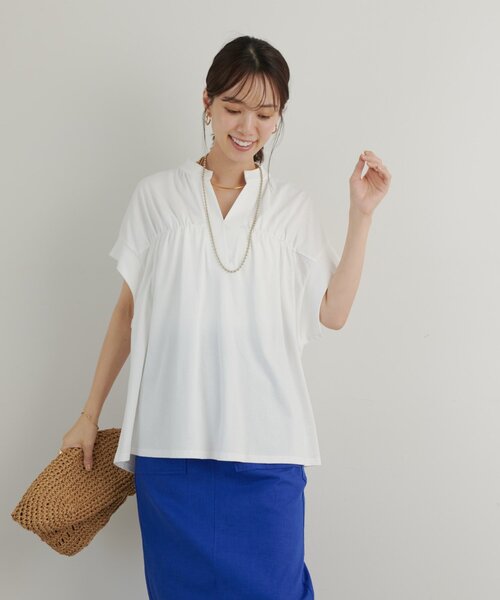 un dix cors(アンディコール)の「《きちんと見え・綿100%》ライトドライ天竺シャーリングスキッパープルオーバー(Tシャツ/カットソー・レディース・オフホワイト/イエロー/ブラック・FREE)」の18枚目の写真