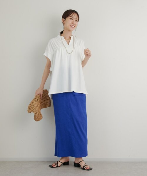 un dix cors(アンディコール)の「《きちんと見え・綿100%》ライトドライ天竺シャーリングスキッパープルオーバー(Tシャツ/カットソー・レディース・オフホワイト/イエロー/ブラック・FREE)」の19枚目の写真