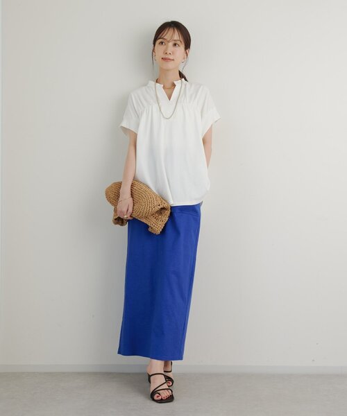 un dix cors(アンディコール)の「《きちんと見え・綿100%》ライトドライ天竺シャーリングスキッパープルオーバー(Tシャツ/カットソー・レディース・オフホワイト/イエロー/ブラック・FREE)」の22枚目の写真