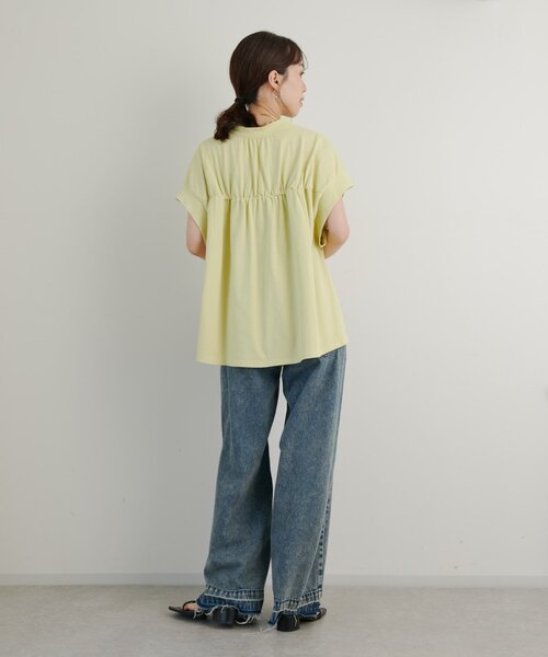 un dix cors(アンディコール)の「《きちんと見え・綿100%》ライトドライ天竺シャーリングスキッパープルオーバー(Tシャツ/カットソー・レディース・オフホワイト/イエロー/ブラック・FREE)」の11枚目の写真