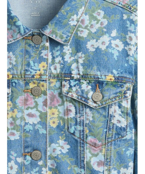 セール】バルーンスリーブ フローラル デニムジャケット (キッズ