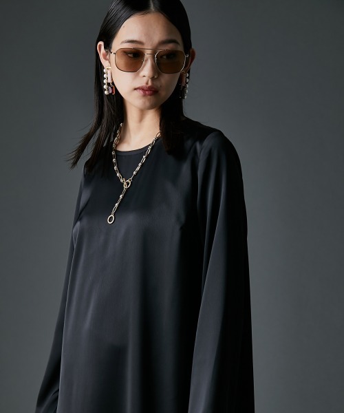 GEVS.(ジェイヴィス)の「サテンAラインマキシワンピース<大きいサイズ有>GEVS.(ワンピース・レディース・ブラック/カーキ・4L/5L/3L/LL/L/M)」の5枚目の写真
