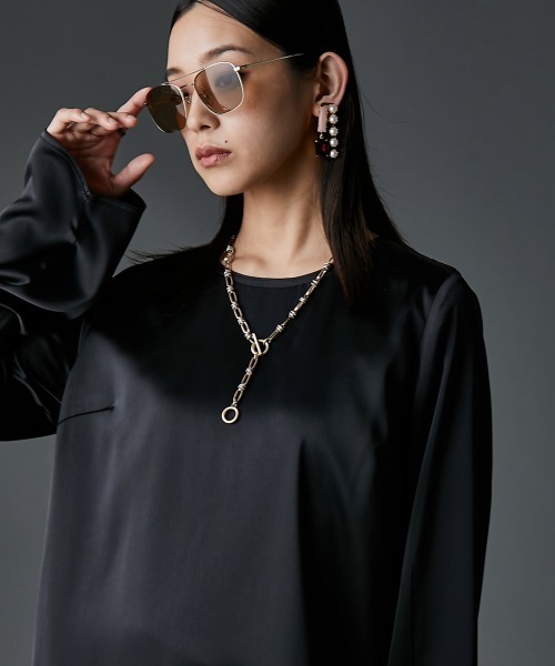 GEVS.(ジェイヴィス)の「サテンAラインマキシワンピース<大きいサイズ有>GEVS.(ワンピース・レディース・ブラック/カーキ・4L/5L/3L/LL/L/M)」の6枚目の写真