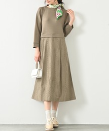 aunt lily（アントリリー）の「カットワーク刺繍コンビワンピース｜刺繍 上品 カジュアル 春夏 ワンピ（ワンピース）」