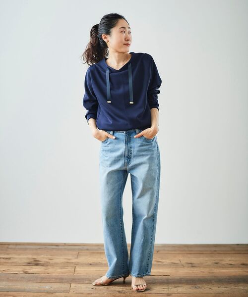 le.coeur blanc（ルクールブラン）の「《WEB限定アイテム》パーカーライクデザイントップス（パーカー・レディース・ネイビー/グレイッシュベージュ/アイボリー/ブラック/ブラウン・38）」の14枚目の写真