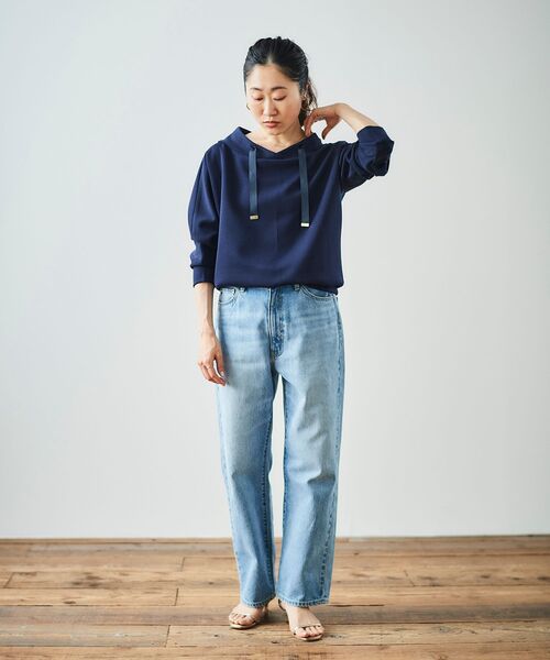 le.coeur blanc（ルクールブラン）の「《WEB限定アイテム》パーカーライクデザイントップス（パーカー・レディース・ネイビー/グレイッシュベージュ/アイボリー/ブラック/ブラウン・38）」の13枚目の写真