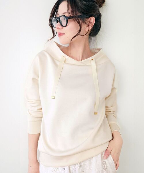 le.coeur blanc（ルクールブラン）の「《WEB限定アイテム》パーカーライクデザイントップス（パーカー・レディース・ネイビー/グレイッシュベージュ/アイボリー/ブラック/ブラウン・38）」の19枚目の写真