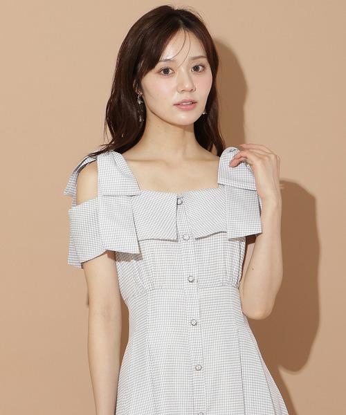 リボンストラップオフショルシャツワンピース（ワンピース