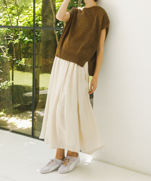 URBAN RESEARCH DOORS（アーバンリサーチドアーズ）の「ブライトギャザースカート（スカート・レディース・ナチュラル/ブラック・MEDIUM）」の2枚目の写真