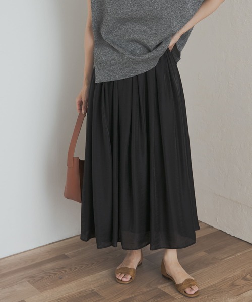 URBAN RESEARCH DOORS（アーバンリサーチドアーズ）の「ブライトギャザースカート（スカート・レディース・ナチュラル/ブラック・MEDIUM）」の3枚目の写真