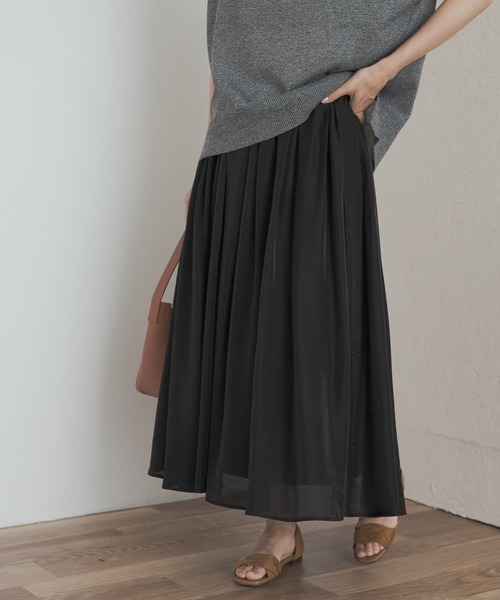 URBAN RESEARCH DOORS（アーバンリサーチドアーズ）の「ブライトギャザースカート（スカート・レディース・ナチュラル/ブラック・MEDIUM）」の5枚目の写真