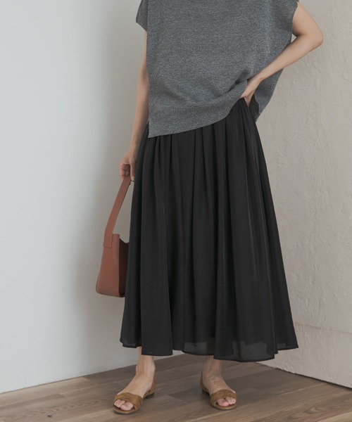 URBAN RESEARCH DOORS（アーバンリサーチドアーズ）の「ブライトギャザースカート（スカート・レディース・ナチュラル/ブラック・MEDIUM）」の6枚目の写真