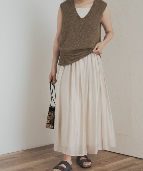 URBAN RESEARCH DOORS（アーバンリサーチドアーズ）の「ブライトギャザースカート（スカート・レディース・ナチュラル/ブラック・MEDIUM）」の14枚目の写真