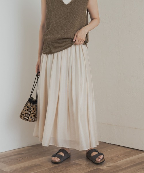 URBAN RESEARCH DOORS（アーバンリサーチドアーズ）の「ブライトギャザースカート（スカート・レディース・ナチュラル/ブラック・MEDIUM）」の15枚目の写真