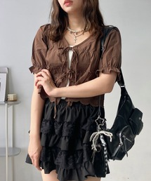 AS KNOW AS plus | ●リボン結び コットンレース半袖ブラウス(シャツ/ブラウス)