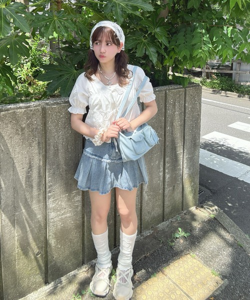 AS KNOW AS plus（アズノゥアズプラス）の「●リボン結び コットンレース半袖ブラウス（シャツ/ブラウス・レディース・ブラウン/ブラック/オフホワイト・FREE）」の19枚目の写真