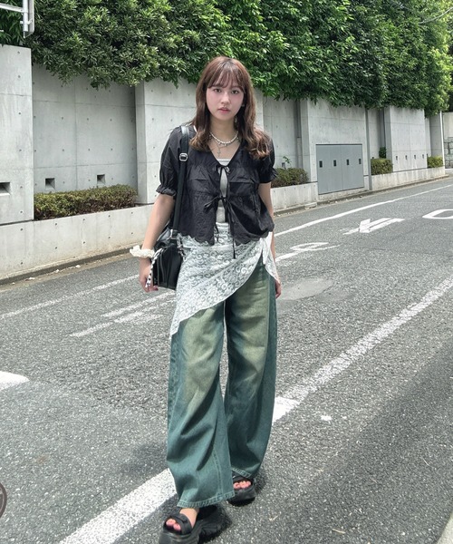 AS KNOW AS plus（アズノゥアズプラス）の「●リボン結び コットンレース半袖ブラウス（シャツ/ブラウス・レディース・ブラウン/ブラック/オフホワイト・FREE）」の14枚目の写真