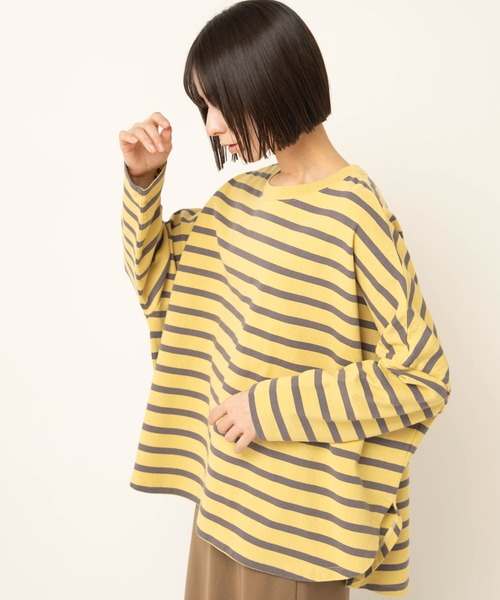 RNA-N(アールエヌエーエヌ)の「M2483 ヴィンテージコットンワイドルーズボーダープルオーバー(Tシャツ/カットソー・レディース・ブラウン系その他/ブルー系その他/ベージュ系その他/グレー/ホワイト×ブラック/ライトグレー/ミント/オレンジ系その他・FREE)」の8枚目の写真