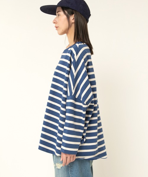 RNA-N(アールエヌエーエヌ)の「M2483 ヴィンテージコットンワイドルーズボーダープルオーバー(Tシャツ/カットソー・レディース・ブラウン系その他/ブルー系その他/ベージュ系その他/グレー/ホワイト×ブラック/ライトグレー/ミント/オレンジ系その他・FREE)」の9枚目の写真