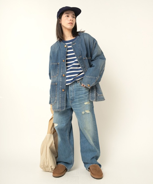 RNA-N(アールエヌエーエヌ)の「M2483 ヴィンテージコットンワイドルーズボーダープルオーバー(Tシャツ/カットソー・レディース・ブラウン系その他/ブルー系その他/ベージュ系その他/グレー/ホワイト×ブラック/ライトグレー/ミント/オレンジ系その他・FREE)」の13枚目の写真