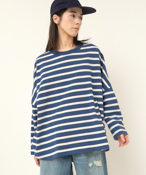 RNA-N(アールエヌエーエヌ)の「M2483 ヴィンテージコットンワイドルーズボーダープルオーバー(Tシャツ/カットソー・レディース・ブラウン系その他/ブルー系その他/ベージュ系その他/グレー/ホワイト×ブラック/ライトグレー/ミント/オレンジ系その他・FREE)」の19枚目の写真