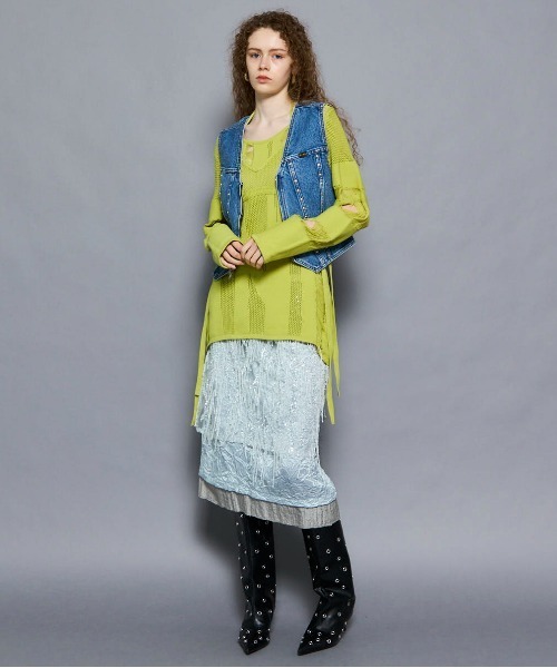 Random Mesh Knit Tops/ランダムメッシュ編みニット【MAISON
