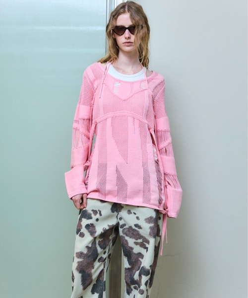 Random Mesh Knit Tops/ランダムメッシュ編みニット【MAISON