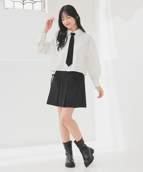 Honeys(ハニーズ)の「リボン付プリーツスカート(スカート・レディース・ブラウン/ブラック/アイボリー/ヘザーチャコール・SS/S/M/L)」の8枚目の写真