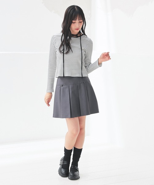 Honeys(ハニーズ)の「リボン付プリーツスカート(スカート・レディース・ブラウン/ブラック/アイボリー/ヘザーチャコール・SS/S/M/L)」の11枚目の写真