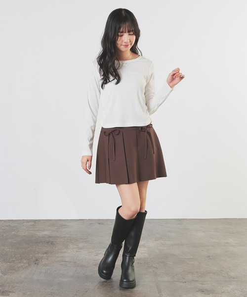 Honeys(ハニーズ)の「リボン付プリーツスカート(スカート・レディース・ブラウン/ブラック/アイボリー/ヘザーチャコール・SS/S/M/L)」の14枚目の写真