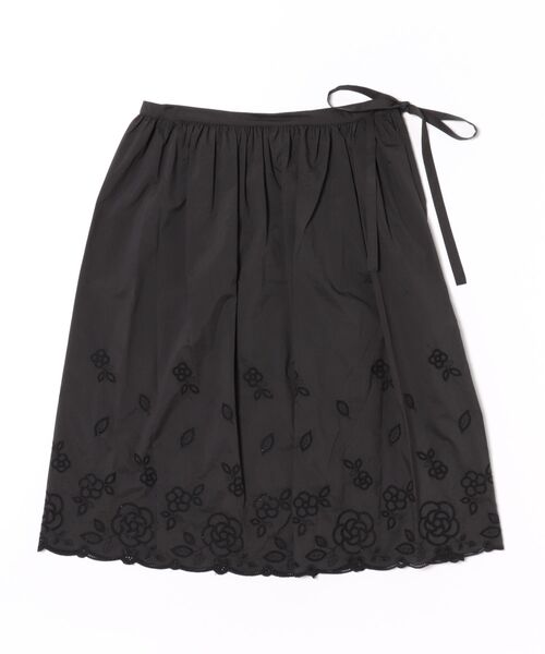 H.A.K（ハク）の「ナイロンコットンペーパーローン　カメリアスカラップレースレイヤードスカート（スカート・レディース・ブラック/ホワイト・FREE）」の4枚目の写真