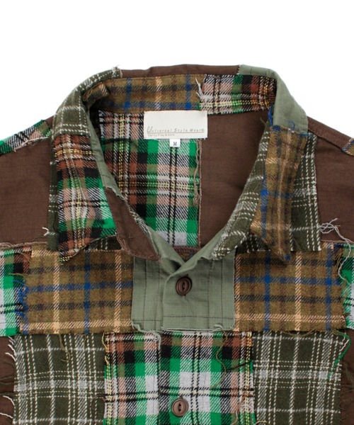 Universal Style Wear(ユニバーサルスタイルウェア)の「Universal Style Wear パッチワーク シャツ(シャツ/ブラウス・メンズ・スミクロ/グレー/オフホワイト/カーキ・LARGE/MEDIUM/X-LARGE)」の15枚目の写真