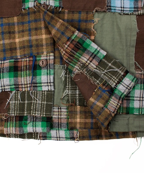 Universal Style Wear(ユニバーサルスタイルウェア)の「Universal Style Wear パッチワーク シャツ(シャツ/ブラウス・メンズ・スミクロ/グレー/オフホワイト/カーキ・LARGE/MEDIUM/X-LARGE)」の17枚目の写真