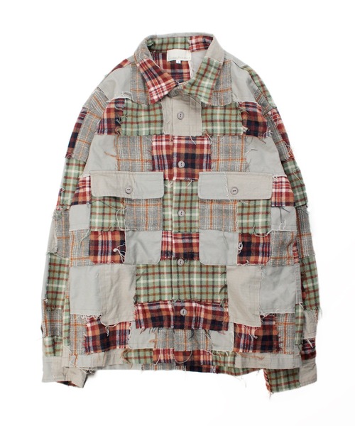 Universal Style Wear(ユニバーサルスタイルウェア)の「Universal Style Wear パッチワーク シャツ(シャツ/ブラウス・メンズ・スミクロ/グレー/オフホワイト/カーキ・LARGE/MEDIUM/X-LARGE)」の22枚目の写真