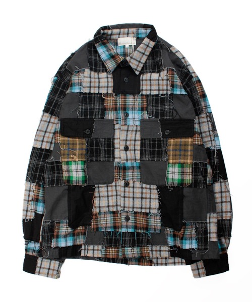 Universal Style Wear(ユニバーサルスタイルウェア)の「Universal Style Wear パッチワーク シャツ(シャツ/ブラウス・メンズ・スミクロ/グレー/オフホワイト/カーキ・LARGE/MEDIUM/X-LARGE)」の20枚目の写真