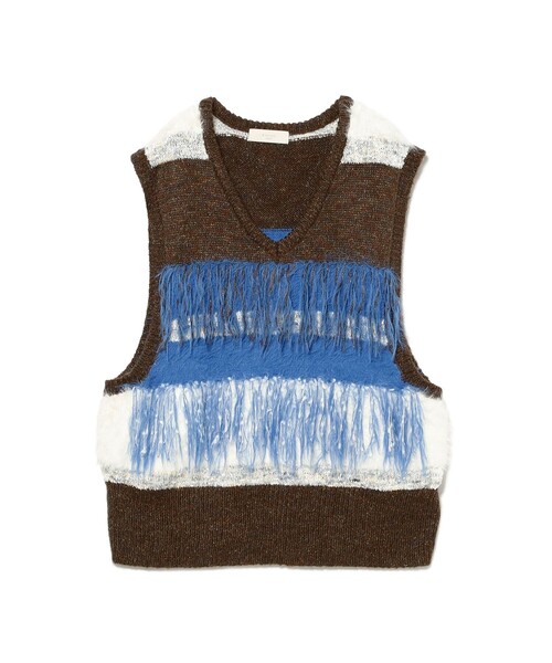 B:MING by BEAMS(ビーミングバイビームス)の「フリンジ ニット ベスト(ニット/セーター・レディース・グリーン/ブルー・ONE SIZE)」の3枚目の写真